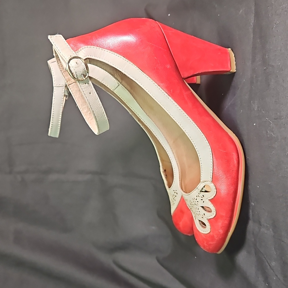 Stylish Red and Cream Ankle Strap Women's Shoes by Miz Mooz - Picture 9 of 10